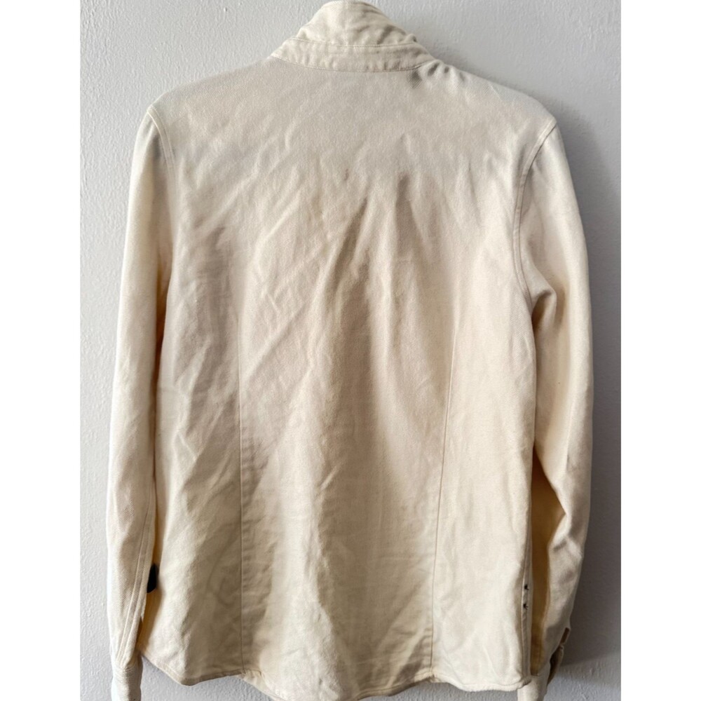 Patagonia Worn Wear Organic Cotton Cream Flannel Shirt Smiley Patch Womens M - Picture 6 of 16